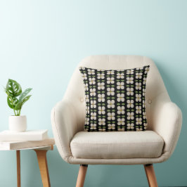 Elfenbensventiler - Throw Cushion med svart och vi Kudde