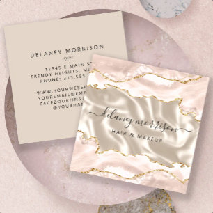 Elfenbensvit Agat Guld Glitter Lyx Fyrkantigt Visitkort
