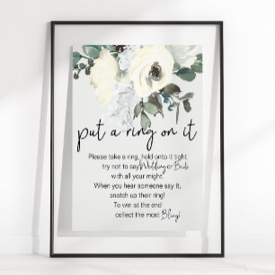 Elfenbensvit blommande Sätt en ring på det-spelet Poster