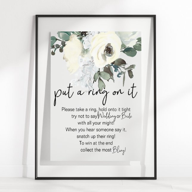 Elfenbensvit blommande Sätt en ring på det-spelet Poster (Skapare uppladdad)