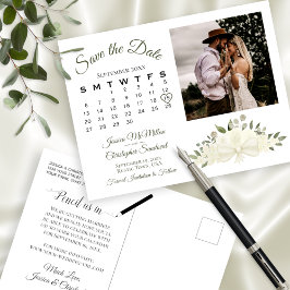Elfenbensvit Blommig Foto & Kalender Spara Datumet Meddelande Vykort