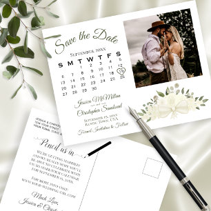 Elfenbensvit Blommig Foto & Kalender Spara Datumet Meddelande Vykort