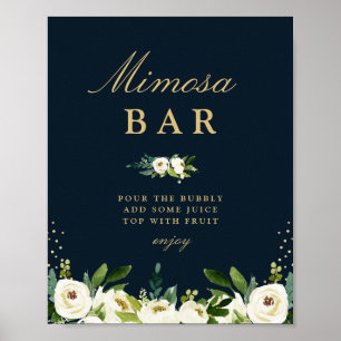Elfenbensvit blommigt möhippa mimosa pub tecken poster