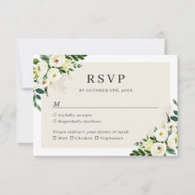 Elfenbensvit grönskande blommande bröllop RSVP-kor