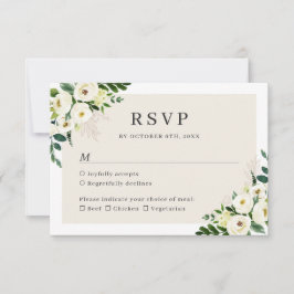 Elfenbensvit grönskande blommande bröllop RSVP-kor OSA Kort