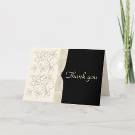 Elfenbensvit och svart blomsterg благодарка kort A