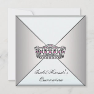 Elfenbensvit Tiara Klassisk Quinceanera Söt 15 Fes Inbjudningar