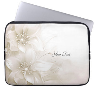 Elfenbensvita blommor Laptopfodral Laptop Fodral