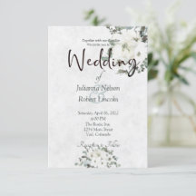 Elfenbensvitt akvarellblommigt bröllopsinbjudan