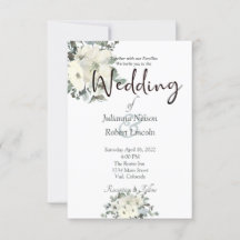 Elfenbensvitt akvarellblommigt bröllopsinbjudande