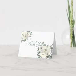 Elfenbensvitt vattenfärg tackkort med blommotiv