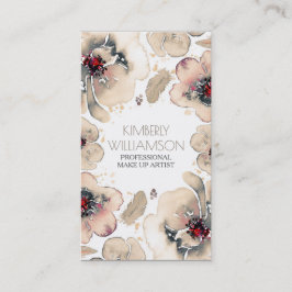 Elfenbenvattenfärgen blommar den Boho fjäderkranen Visitkort