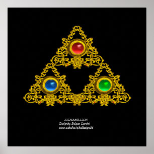 ELFIC TALISMAN/GULD TRIANGLE MED GEMSTONER POSTER