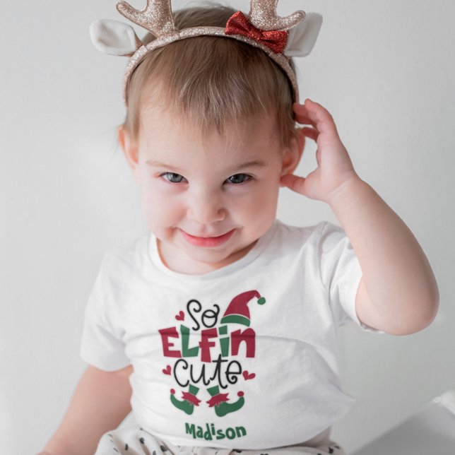 Elfin Cute Personlig Namn Elf jul T Shirt (Skapare uppladdad)