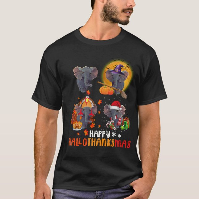 Elfin Elephant Lycklig HalloTackMas julklapp T Shirt (Framsida)