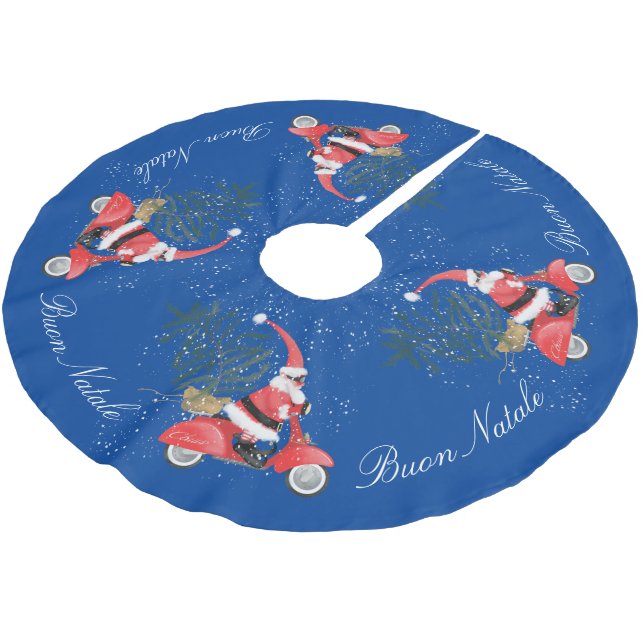 Elfin Jultomten på sin Scooter Julgransmatta Borstad Polyester (Vinklad)