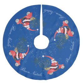 Elfin Jultomten på sin Scooter Julgransmatta Borstad Polyester