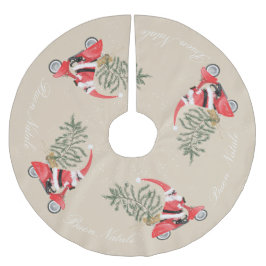 Elfin Jultomten på sin Scooter Julgransmatta Borstad Polyester