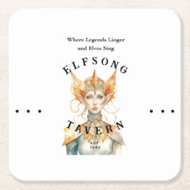 Elflåt Tavern - D&D Fanart Inspired Underlägg Papper Kvadrat