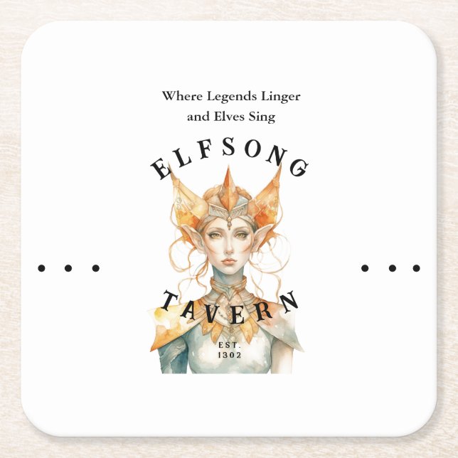 Elflåt Tavern - D&D Fanart Inspired Underlägg Papper Kvadrat (Framsidan)