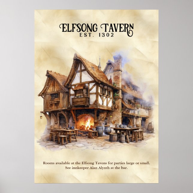 Elflåt Tavern Poster - BG3 FanArt (Framsidan)