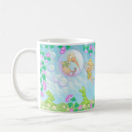 Elfleda-Fae och Kiwi-Älvan jonglerar och bubblar Kaffemugg