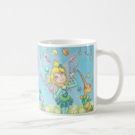 Elfleda-Fae och Kiwi-Älvan jonglerar och bubblar Kaffemugg