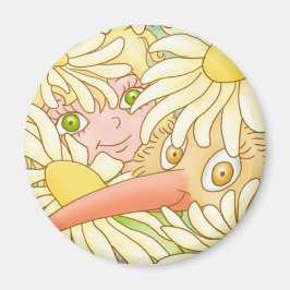 Elfleda och Kiwi i daisyn magnet