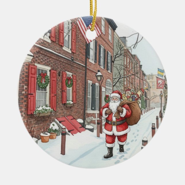 Elfreth's Alley in Philly at Christmas  Julgransprydnad Keramik (Framsidan)