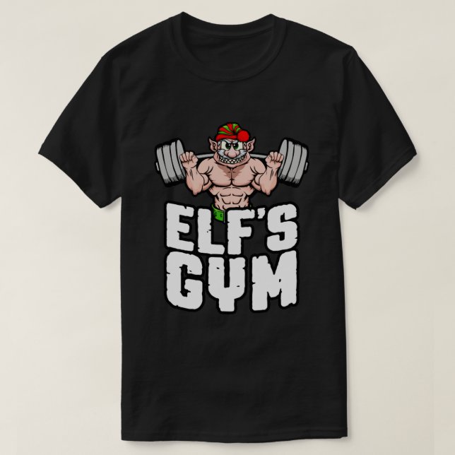 Elfs Gym Squat Leg Day BodyBuilder jul Worko T Shirt (Design framsida)