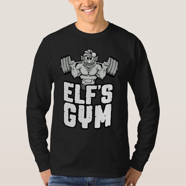 Elf's Gym Squat Leg Day BodyBuilder jularbete T Shirt (Framsida)