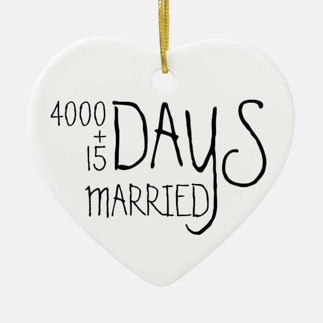 Elfte årsdagen 11 år gift fru make julgransprydnad keramik (Framsidan)