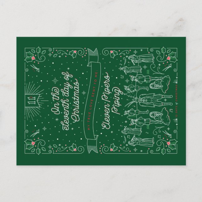 ELFTE DAGEN I JUL / Julkort Helg Vykort (Framsida)