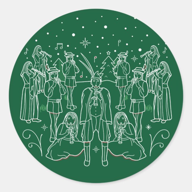 ELFTE DAGEN I JUL / Julsticker Runt Klistermärke (Framsida)