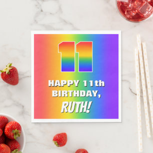 Elfte födelsedag: Färgfull, Roligt Rainbow Mönster Pappersservett