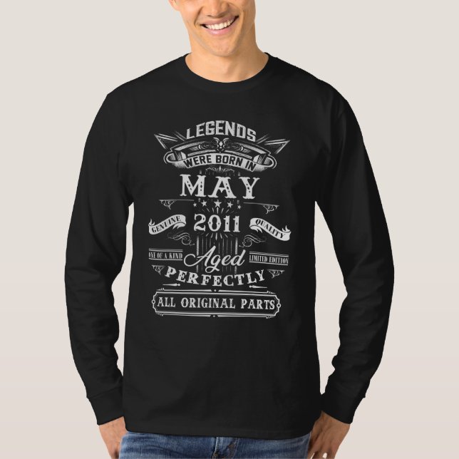 Elfte födelsedag för förklaringarna födda maj 2011 t shirt (Framsida)
