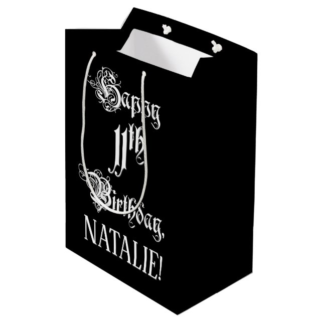 Elfte födelsedagen: Finare, Elegant, skript + anpa (Baksidan Vinklad)