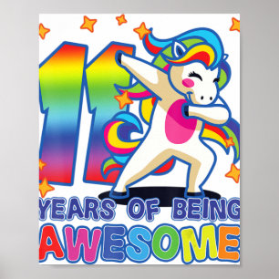 Elfte födelsedagen, för flickor, Unicorn, 11 år Be Poster