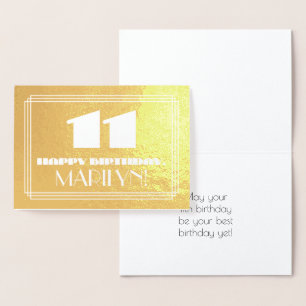 Elfte födelsedagen: Namn + Art Deco Inspired (11 å Folierat Kort