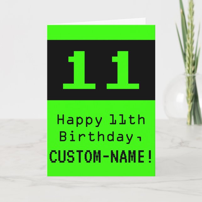 Elfte födelsedagen: Nerdy / Geeky Stil "11" och Na Kort (Framsida)