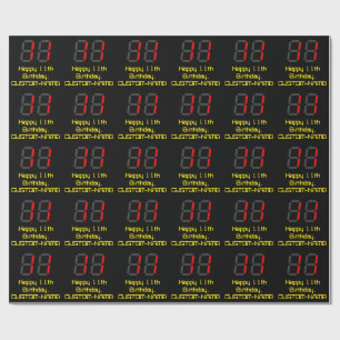 Elfte födelsedagen: Red Digital Clock Stil "11" + Presentpapper