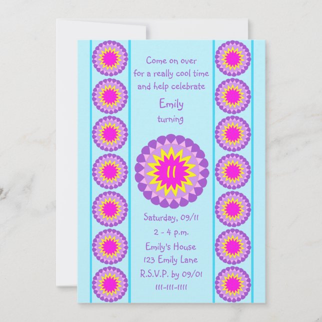 Elfte Födelsedagsfest inbjudan-Coolan blått 11 Inbjudningar (Framsida)
