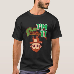 Elfte Födelsedagsfesten 11 år Ape Zoo-djur i apa T Shirt