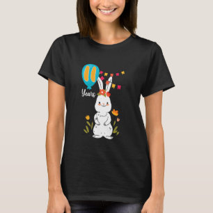 Elfte Födelsedagsfesten 11 år Bunny Rabbit Flowers T Shirt