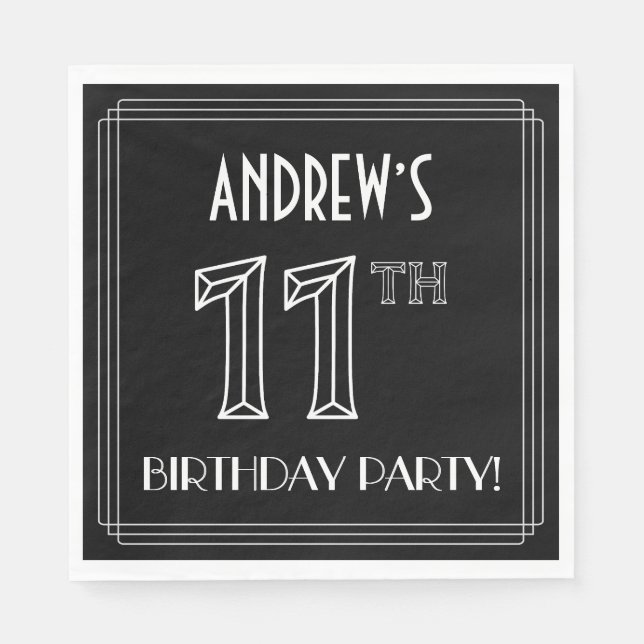 Elfte Födelsedagsfesten: Art Deco Stil + anpassat  Pappersservett (Framsidan)