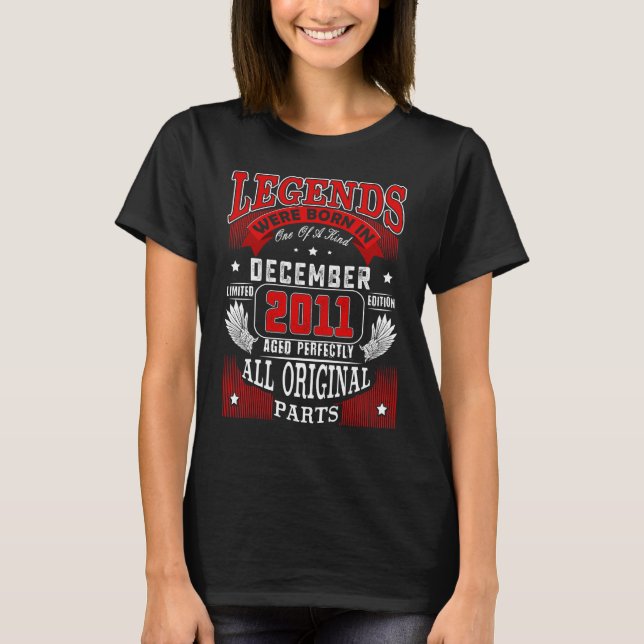 Elfte födelsedagsljud född i december 2011 1 år t shirt (Framsida)