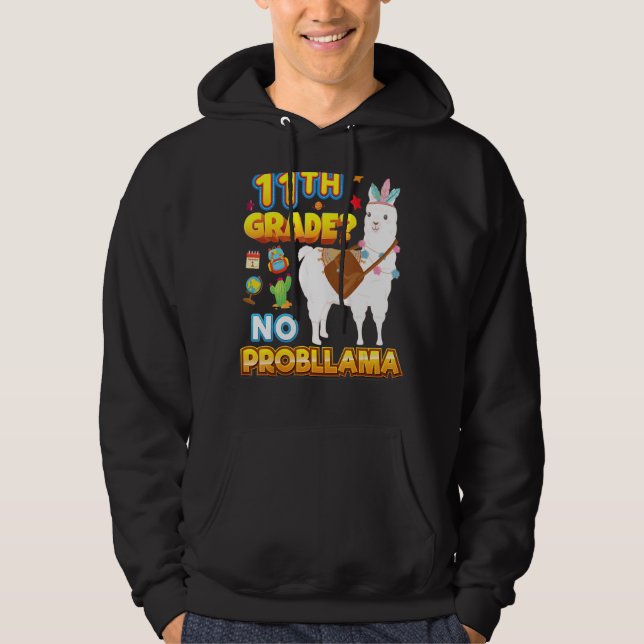 Elfte Klass No Probllama Back to school Llama Prob Hoodie (Framsida)