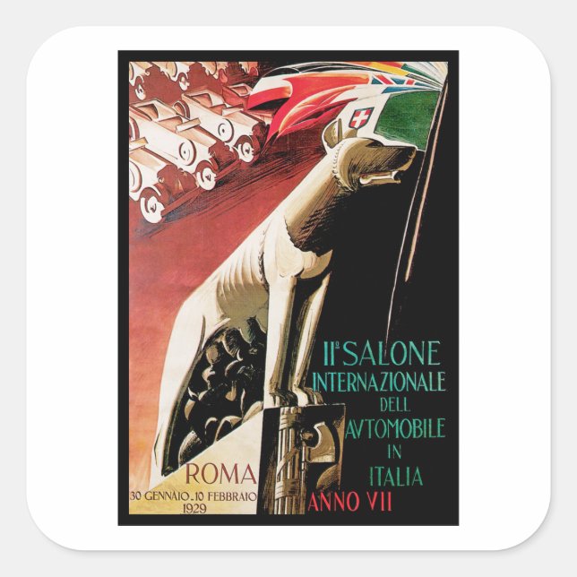 Elfte Salone Internazionale Automobile ~ Roma Fyrkantigt Klistermärke (Framsida)