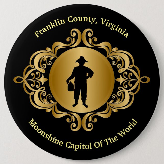 Elgant Black och Guld Moonshine Button Knapp (Framsida)