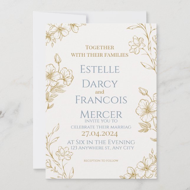 Elgant customizable wedding invitation tack kort (Framsida)